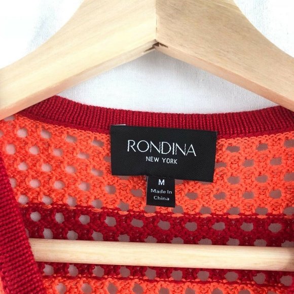 Rondina $235 Women Cardigan Striped Zip Red Coral - Picture 5 of 12